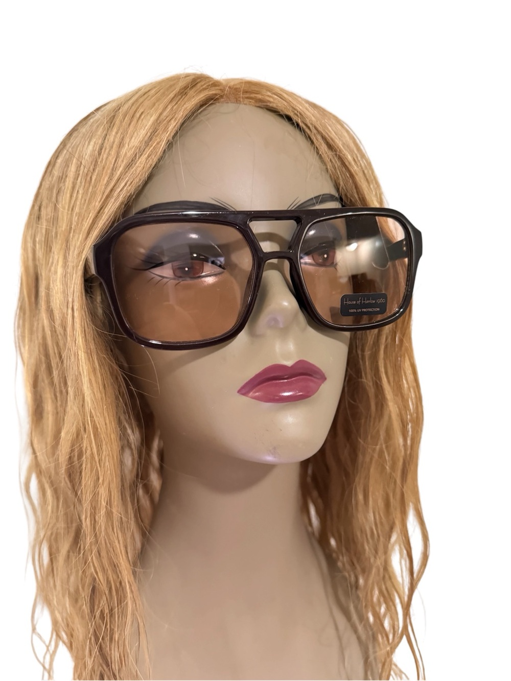 House of Harlow 1960 Oversized Black Frame with Brown Gradient Lenses Sunglasses - Picture 5 of 8